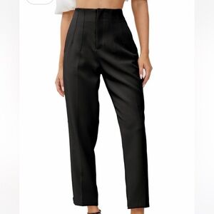 Zara High Rise Pleated Trousers in Black
